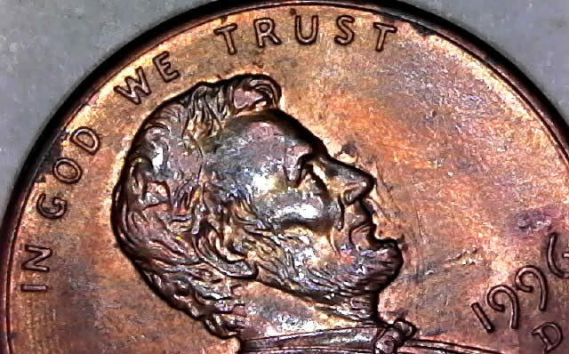 1996-D-Lincoln-Memorial-Cent-With-Nice-Lathe-Lines-Found-CRH!-2nd-Example